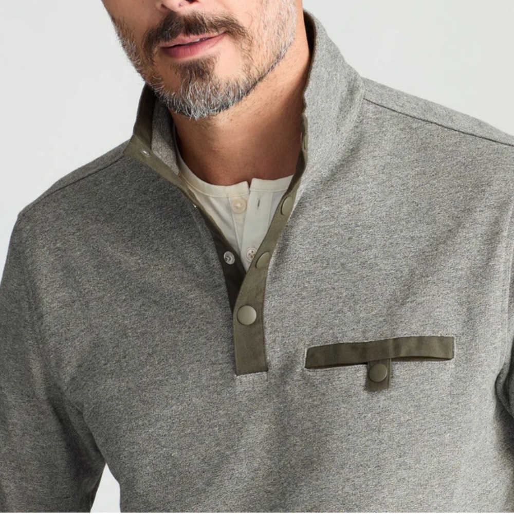 Untuckit Snap Fleece Pullover Grey Large